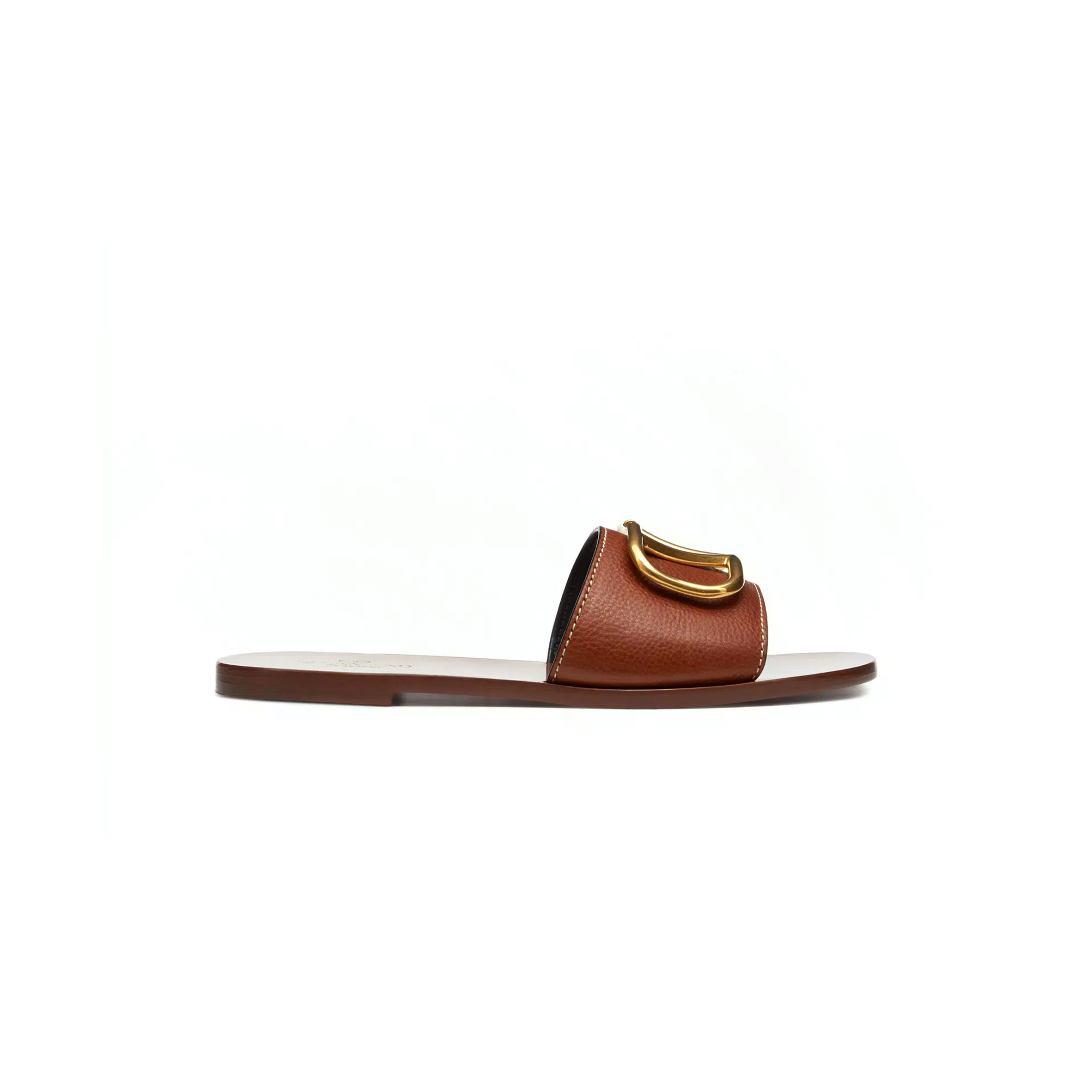 VALENTINO VLOGO SIGNATURE SLIDE SANDAL IN GRAINY COWHIDE WITH ACCESSORY 3W2S0M21HWS_0CR
